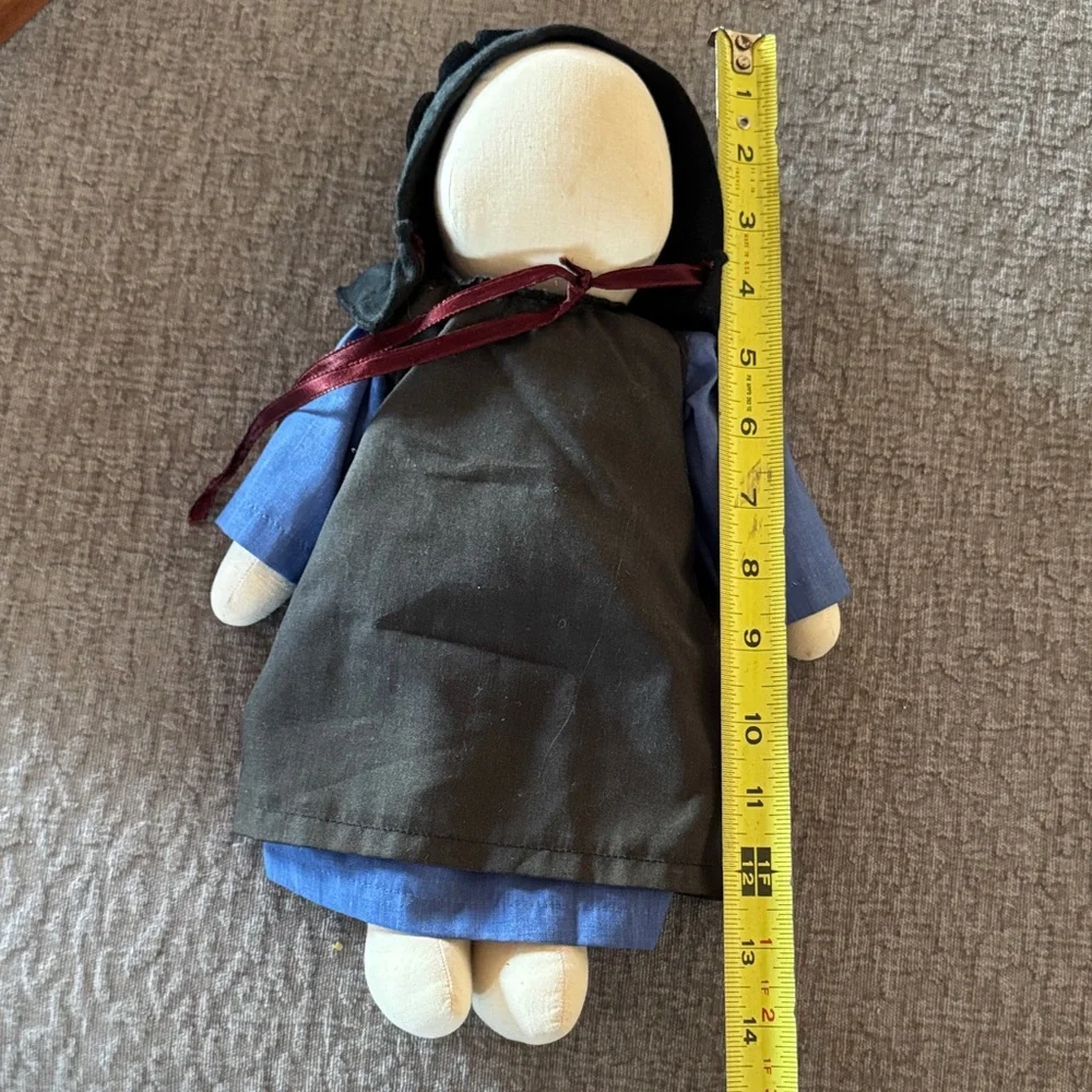 Vintage Handmade Doll  Blue and Black Amish Outfit
